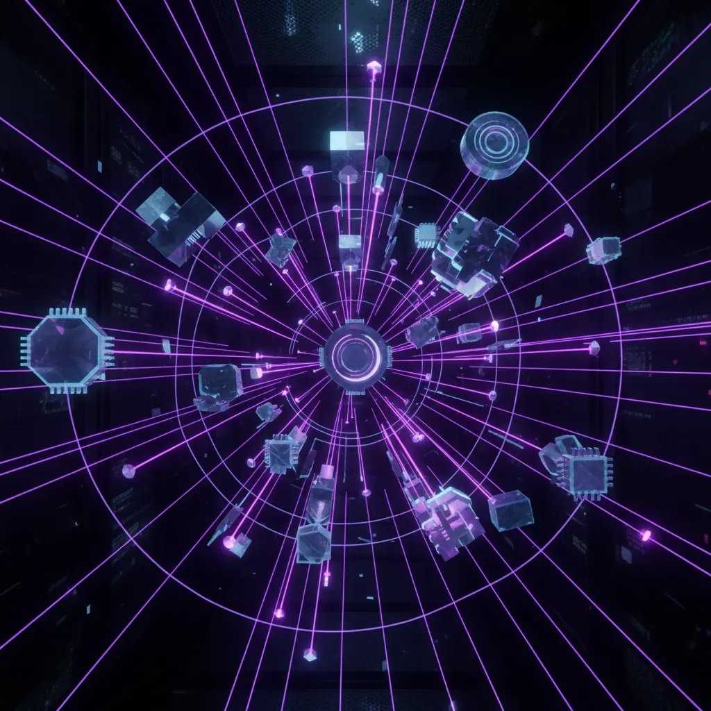 Abstract glowing purple network